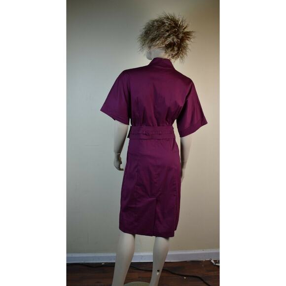 NWT GUCCI WINE COTTON KIMONO SLEEVE BUTTON BELTED MIDI DRESS 42 6 ITALY - Picture 10 of 12